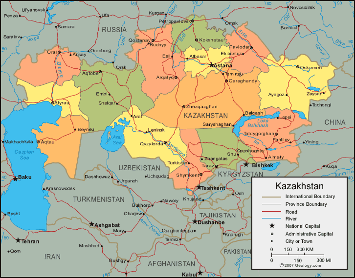politique carte du kazakhstan